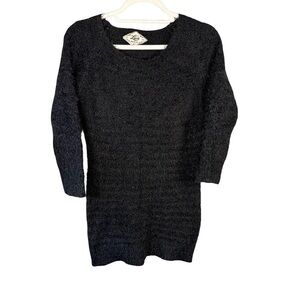 Love Black Knitwear Sweater Dress Size S Cozy Minimalist Fuzzy Textured Fall